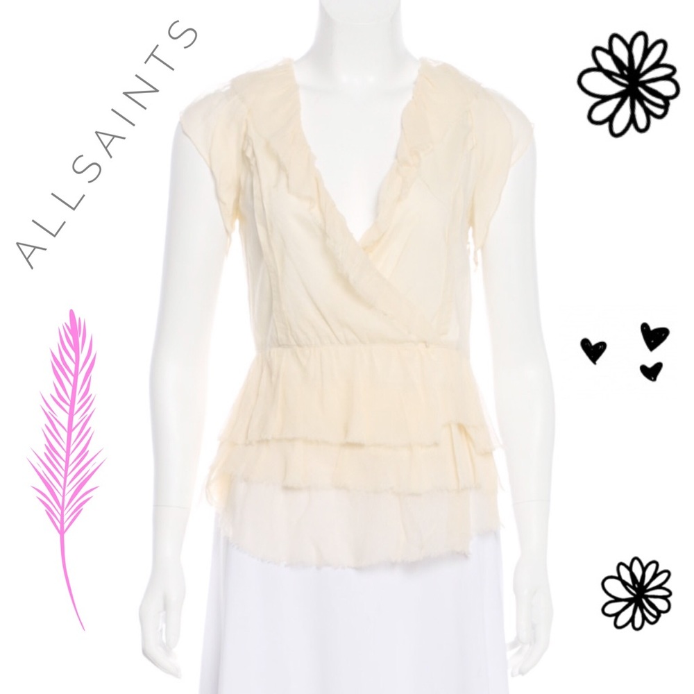 Sold 🔥All Saints Silk Short sleeve Top